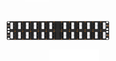 Неэкранированная патч-панель с угловыми портами, 48 портов, 19", 2U, категория 5e 